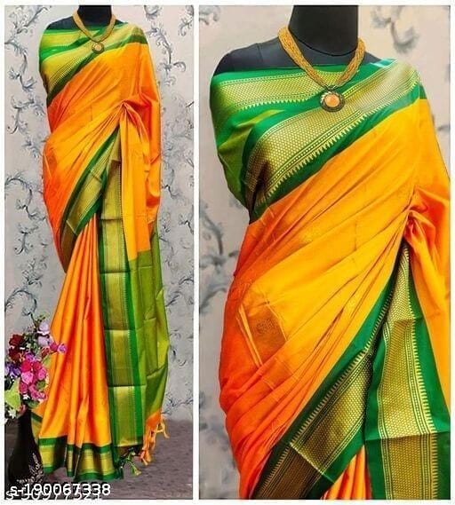 Royal Mango Yellow & Classic Green Paithani Cotton Silk Saree
